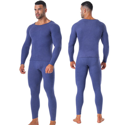 Set of 2 Thermal Underwear Suit Mens Plus Size Long Johns Fleece Lined Keep Warm Undershirts Cold weather Bottoming Shirt Suits