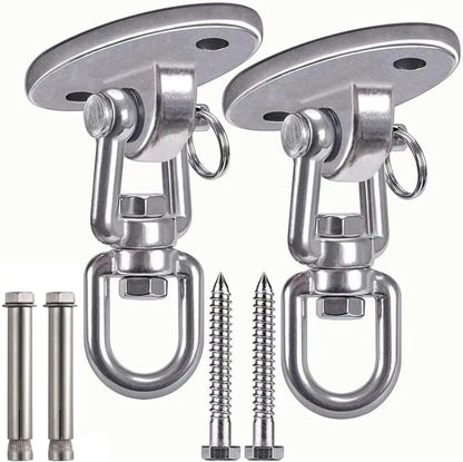 2Pack Hammock Hanging Kit Suspension Hooks Heavy Duty Swing Hangers 360° Rotate Swing Ceiling Hook for Porch Swing