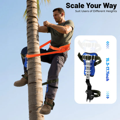 Heavy-Duty Tree Climbing Gear Adjustable Climbing Gaffs with Safety Harness Professional Arborist Tool for Fruit Picking Hunting