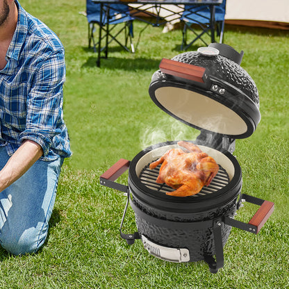 13inch Ceramic Barbecue Grill Ceramic BBQ Charcoal Grill Outdoor Grill Smoker Round Ceramic Stew Grill for Picnics Patio