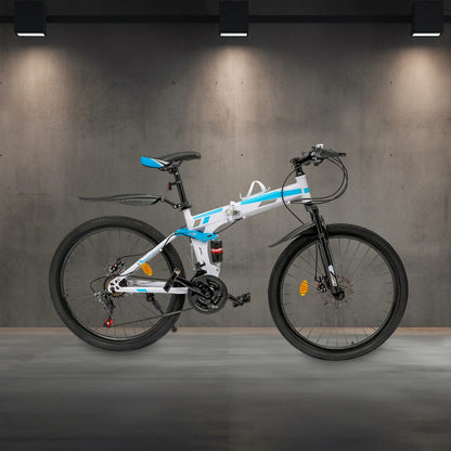21 Speed Foldable Mountain Bike, 5.64 * 3.48 Ft Mountain Bike Suitable for Daily Commuting, Fitness, And Racing