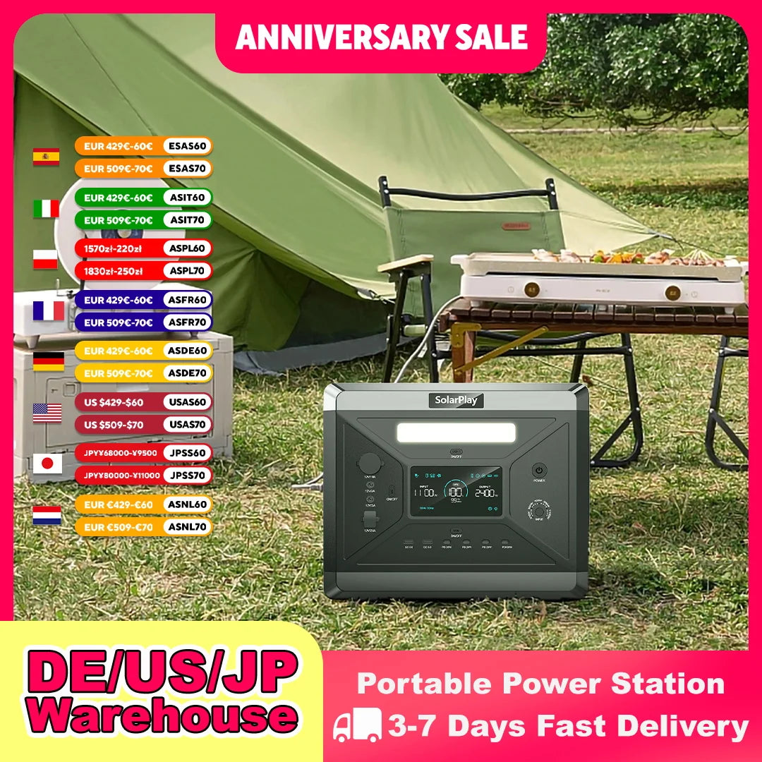 Portable Power Station 2160WH LiFePO4 Battery with 2400W