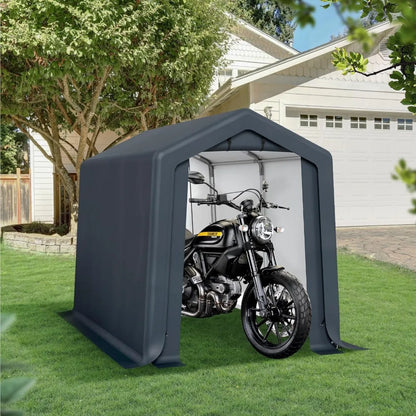 Outdoor Storage Shed Carport 6x10 ft Heavy Duty, Portable Garden Yard Car Port Shelter Storage Tent Garage with Roll Up Doors