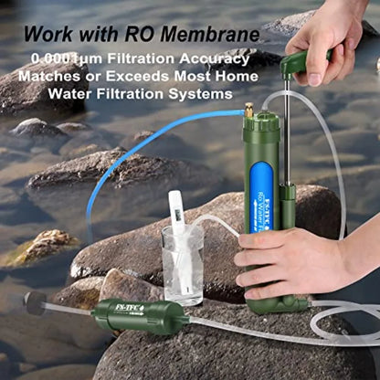 Portable Water Filter Survival Gear High Precision and Large Flow Optional 2 in 1 Water Purification for Hiking Camping Travel