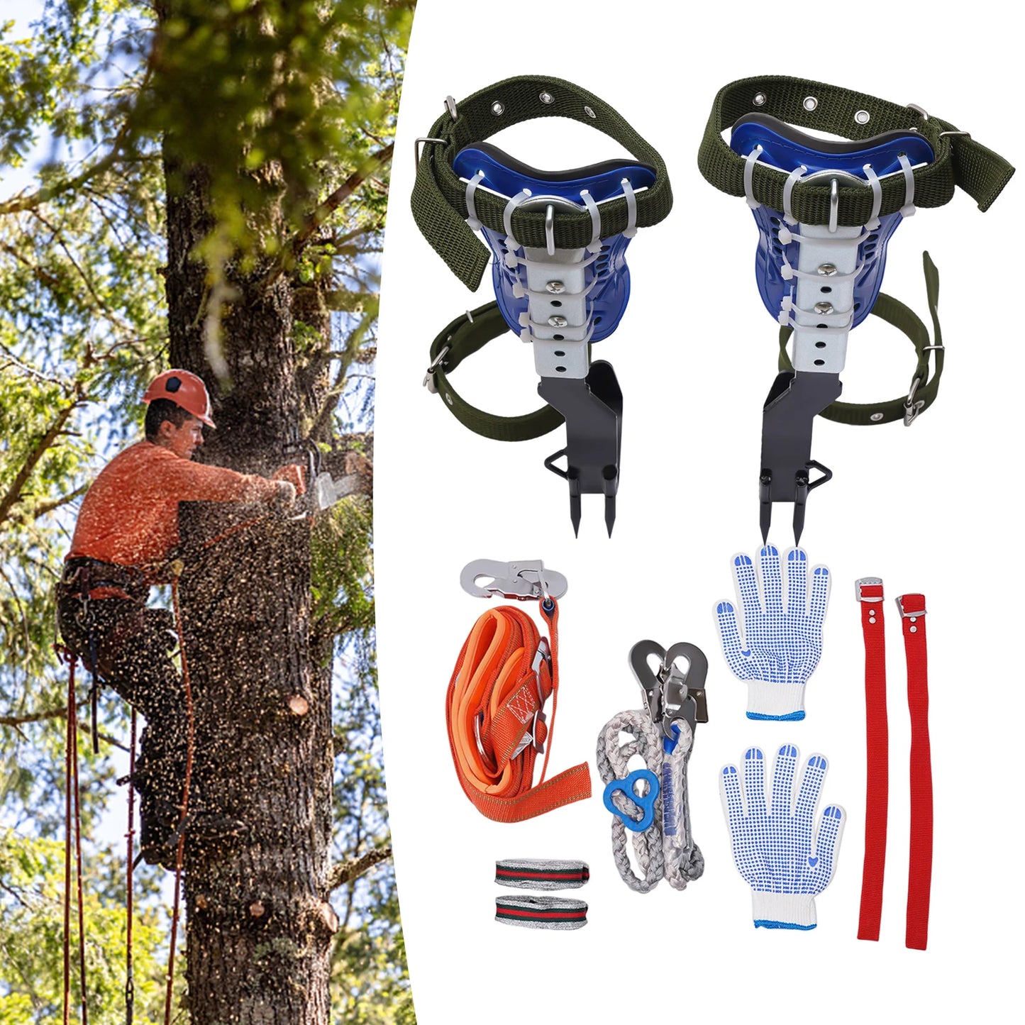 330lbs Rated Tree Climbing Equipment, Galvanized Steel Claws with Non-Slip Pedals & Adjustable Safety System for Outdoor Work
