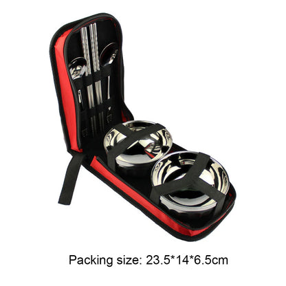 Outdtoor Tableware Set Stainless Steel Spoons Chopsticks Bowl Containers Portable Cutlery Set Outdtoor Barbecue Supplies
