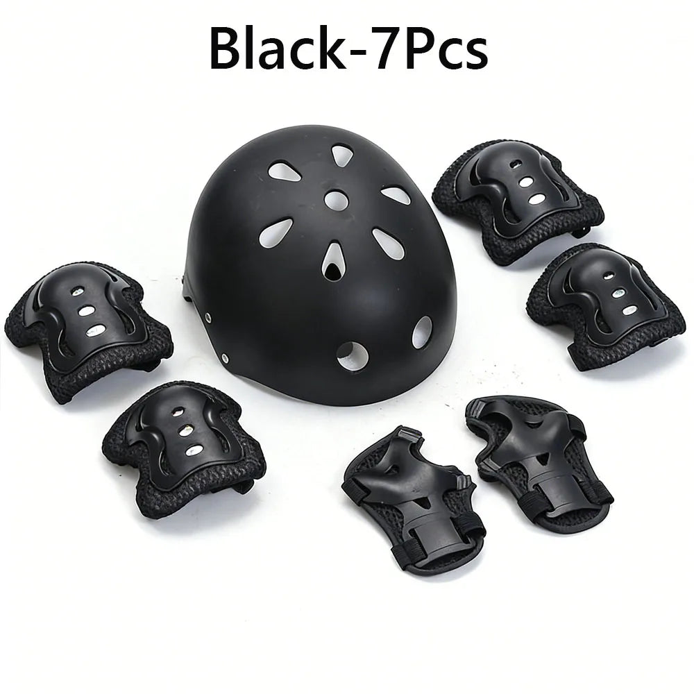 7Pcs/Set Kids Ages 3-10 with Wrist Guard and Knee Pads Elbow Pads Adjustable Protective Gear for Toddler Skating Cycling Scooter