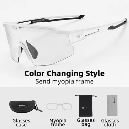 ROCKBROS Cycling Photochromic Glasses UV400 Outdoors Sports Sunglasses Bicycle Mens Frameless Glasses Goggles Technical Eyewear