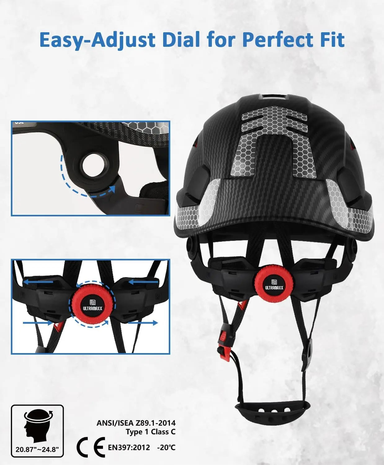 ANSI Z89.1 Approved Safety Helmet, Lightweight Vented Hard Hat with Adjustable Suspension for Industrial Construction