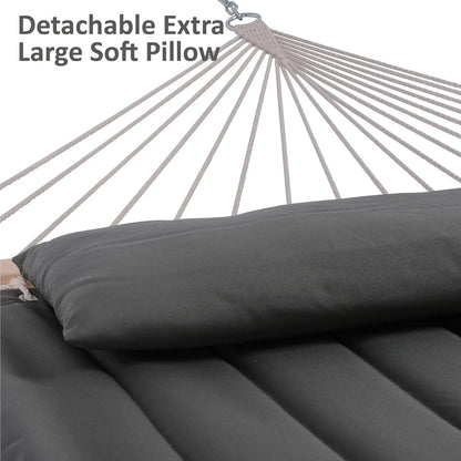 Hammocks Double Hammock with Wooden Stand Included, Outdoor Hammocks for Outside, 475 lbs Capacity, Dark Gray, Customized