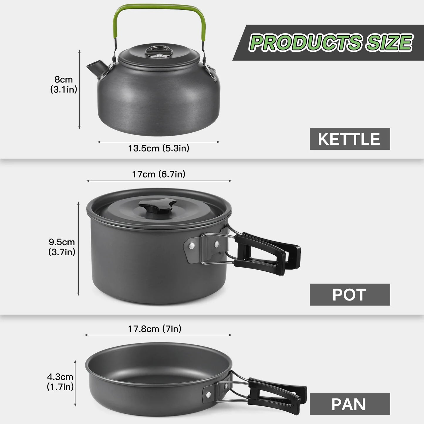 Camping Utensils Cooking Set 3 Person 22PCS Camping Pot and Pan Cooking Set Outdoor Camping Hiking Backpacking with Carry Bag