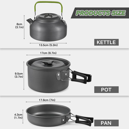 Camping Utensils Cooking Set 3 Person 22PCS Camping Pot and Pan Cooking Set Outdoor Camping Hiking Backpacking with Carry Bag