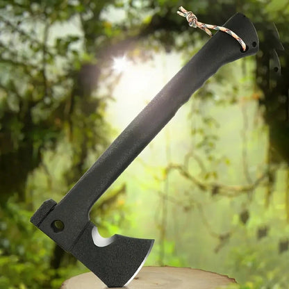 Ultimate Outdoor Survival Axe with Fire Starter - Multi-Use Tactical Camping Tool for Hiking, Emergency Tree Cutting, and Jungle