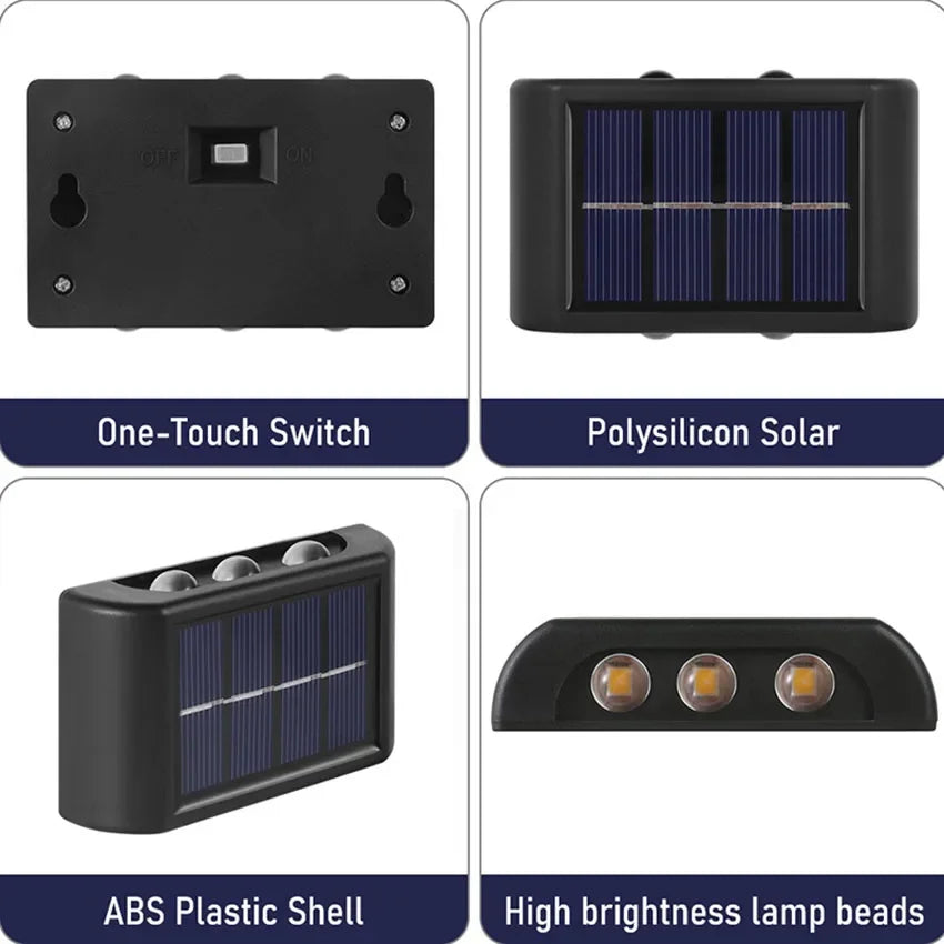 Solar LED Light, Outdoor Waterproof Wall Lamp, Dusk to Dawn Fence Up And Down Luminous Lighting  for Summer Garden Yard Porch