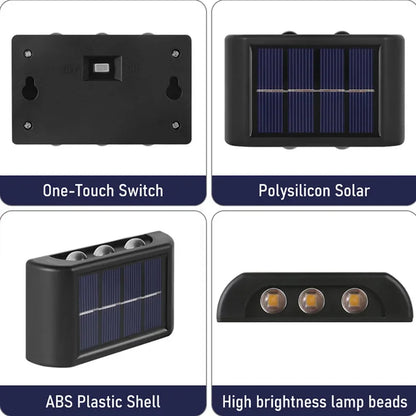 Solar LED Light, Outdoor Waterproof Wall Lamp, Dusk to Dawn Fence Up And Down Luminous Lighting  for Summer Garden Yard Porch