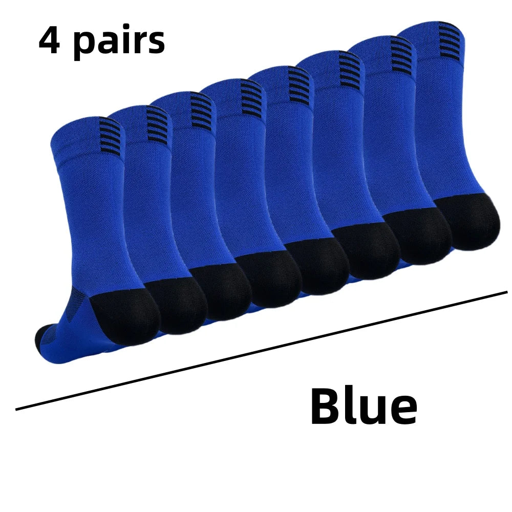 4 pairs Cycling Socks Running Quick Dry Medium Cylinder Men and Women Sports Fitness in the Tube