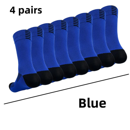 4 pairs Cycling Socks Running Quick Dry Medium Cylinder Men and Women Sports Fitness in the Tube