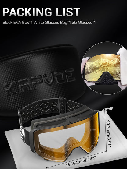 KAPVOE Outdoor Photochromic Ski Goggles Breathable HD Winter Sports Snow Glasses UV400 Anti-fog Magnetic Snowboard Glasses New