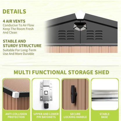 10x12 Outdoor Metal Storage Shed with Large Capacity and Lockable Waterproof Door