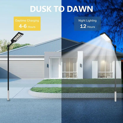 Solar Outdoor Lights,448LEDs Street Lights with 20000LM Hight Brightness, IP66 Waterproof Security Flood Light, Dusk to Dawn Sol