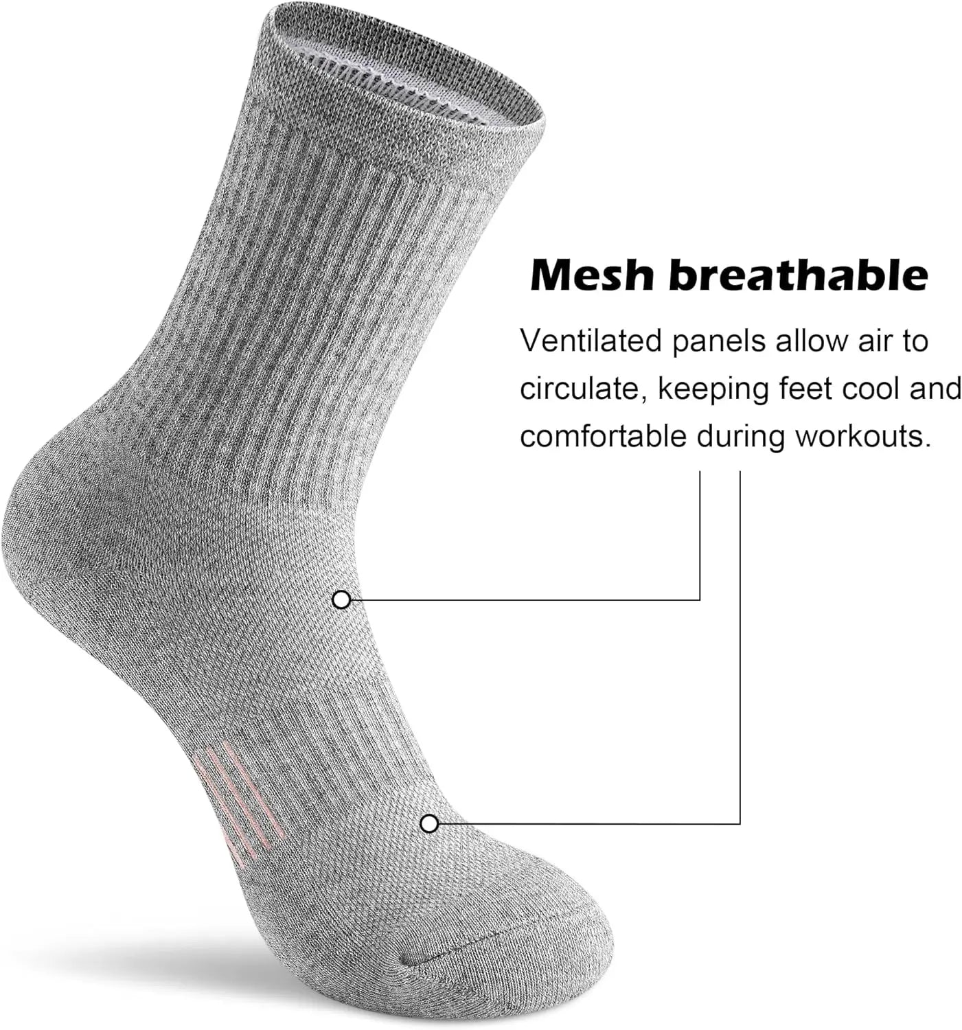 Women's Athletic Crew Socks 5-6 Pairs - Comfort & Cushioned for Running, Hiking, Sports Arch Compression