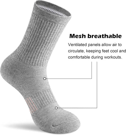 Women's Athletic Crew Socks 5-6 Pairs - Comfort & Cushioned for Running, Hiking, Sports Arch Compression