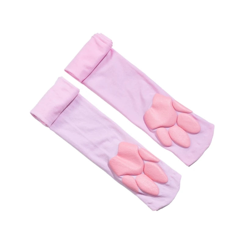 Cat Paw Thigh High Stocking Cosplay Paw Pad Socks Kitten Paw Over Knee Stockings
