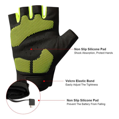 Savior Outdoor Sports Cycling Gloves Half Finger LED Gloves Nightview Rechargeable Flashlight Luminous Breathable Summer Spring