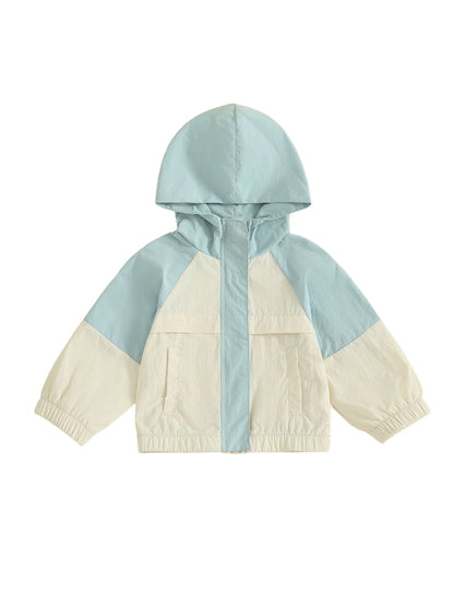 Infant Hooded Jacket with Front Pockets and Zipper Closure Long Sleeve Coat in Vibrant Colors for Year-Round Wear