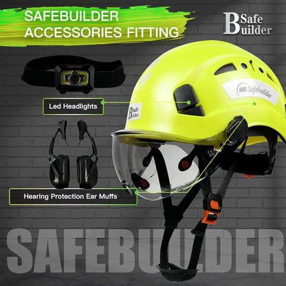 Industrial Safety Helmet with Visor, ABS Hard Hat, Adjustable Ventilation for Construction Head Protection ANSI Z89.1