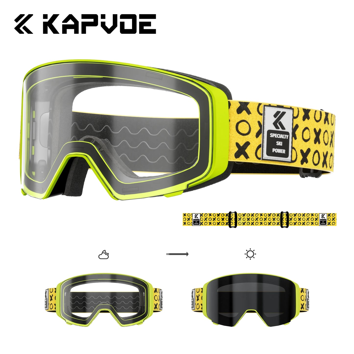 KAPVOE Outdoor Photochromic Ski Goggles Breathable HD Winter Sports Snow Glasses UV400 Anti-fog Magnetic Snowboard Glasses New