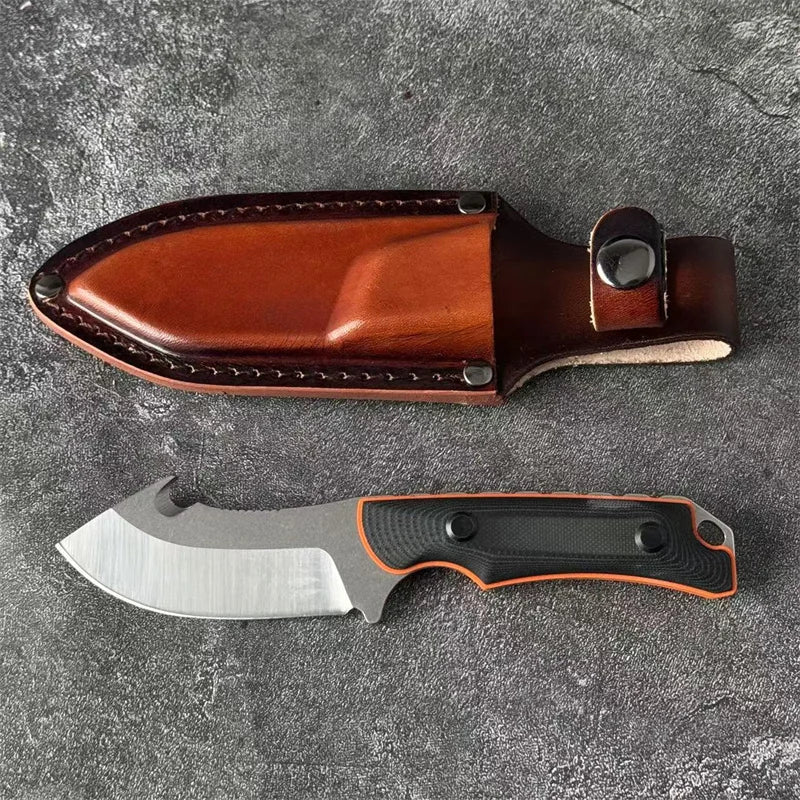 Leather Knife Case Small Straight Knife, Camping Portable Mini Knife, Portable Fishing Adventure EDC Knife
