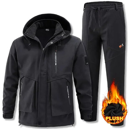 2026 New Hiking Jackets Suit Winter Men's Padded Thickened Cold Windproof Waterproof Warm Riding Outdoor Mountaineering Clothing