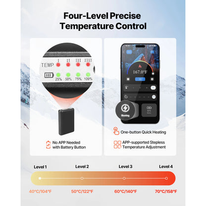 SucceBuy S/M/L/XL Winter Heated Socks with APP Control & 5000mAh Battery Rechargeable Thermal Heating Socks for Ski Hiking