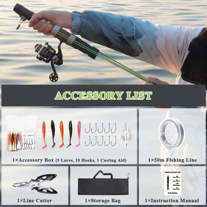 Carbon Fiber Fishing Poles and Reels Combo for Projecting Lures