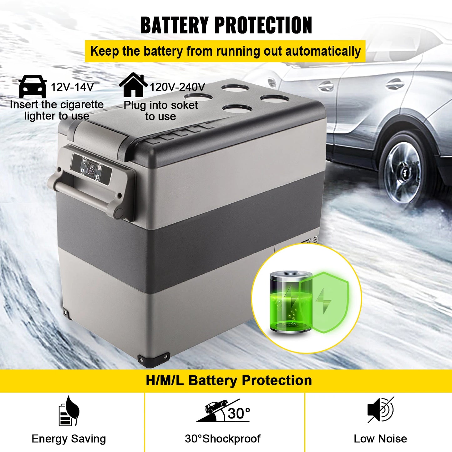 SucceBuy 55L Car Refrigerator Mini Fridge Freezer Portable Compressor Cooler DC 110-240V Ice Box for Camping Picnic