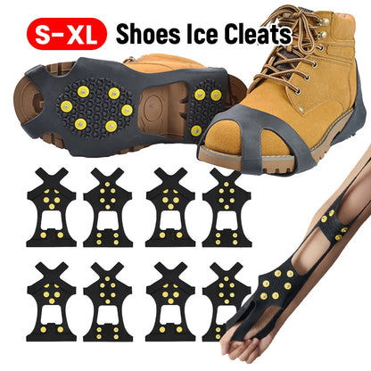 10 Teeth Climbing Crampons Anti-Slip Mountaineering Cleats Unisex Snow Claw Shoe Covers Outdoor Chain Shoe Spikes