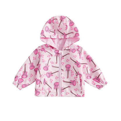 Cute Baby Girl Winter Hoodies Long Sleeve Floral Animal Print Zip Up Hooded Sweatshirt Toddler Jacket Outerwear Coat