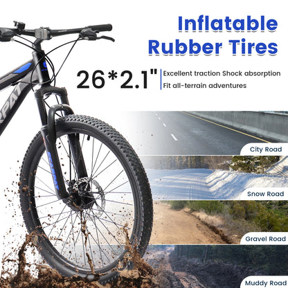 Ecarpat Dual Full Suspension Mountain Bike 24/26/27.5 Inch, Mens Women Teenagers Boy Girl Mountain Bike, 21-Speed Disc Bicycles