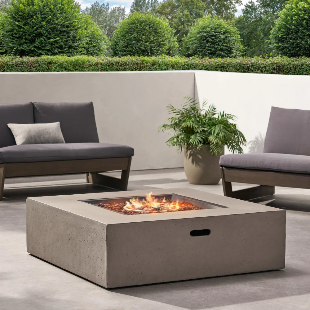 Square MgO Outdoor Fire Table 50000 BTU Propane Gas Fire Pit Heater for Patio Garden Backyard (Tank Cover Not Included)