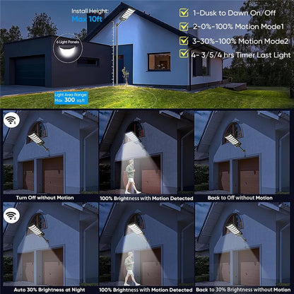 6000W Solar Street Lights 480000LM Commercial Parking Lot Light Dusk to Dawn 6500K Solar Security Flood Lights for Road Garden