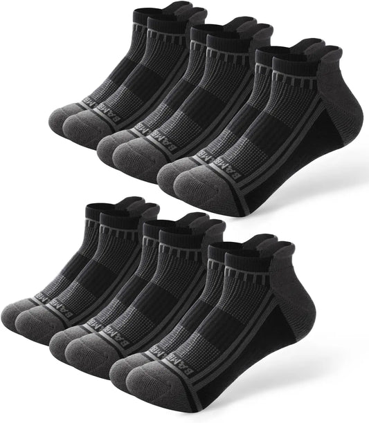 Men's Athletic Ankle Socks with Cushioning, Moisture Wicking, Arch Support, Breathable for Running - 8 Pack