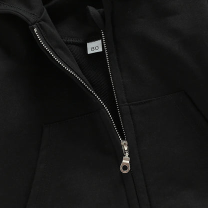 Children s Winter Warm Hooded Jacket Stylish Solid Color Zipper Coat with Long Sleeves for Boys and Girls Casual Loose Fit