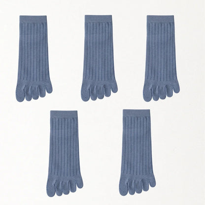 5 Pairs of Men's Summer Five-Toe Socks, Thin Cotton Toe Socks, Low-Cut Ankle Sports Socks