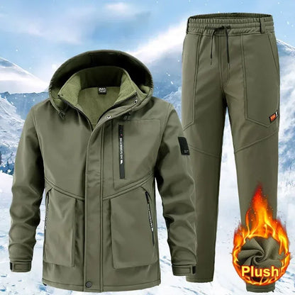 2026 New Hiking Jackets Suit Winter Men's Padded Thickened Cold Windproof Waterproof Warm Riding Outdoor Mountaineering Clothing
