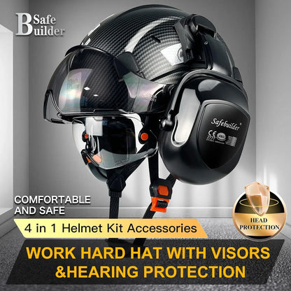 ANSI Z89.1 Approved Safety Helmet with Goggles and Ear Muffs for Industrial Construction Head Protection