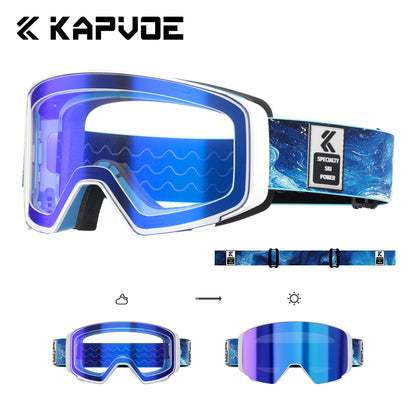 KAPVOE Outdoor Photochromic Ski Goggles Breathable HD Winter Sports Snow Glasses UV400 Anti-fog Magnetic Snowboard Glasses New
