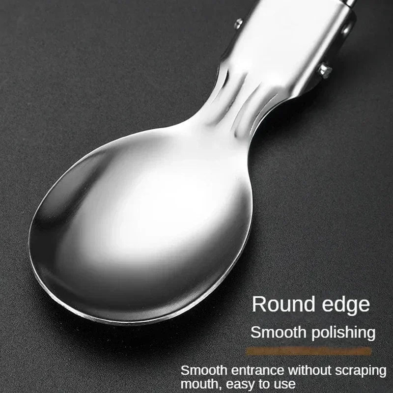 1/3PC Mini Portable Outdoor Spoon Fork Tableware Camping Stainless Steel Cutlery Set for Hiking Outdoor Camping Cooking Supplies