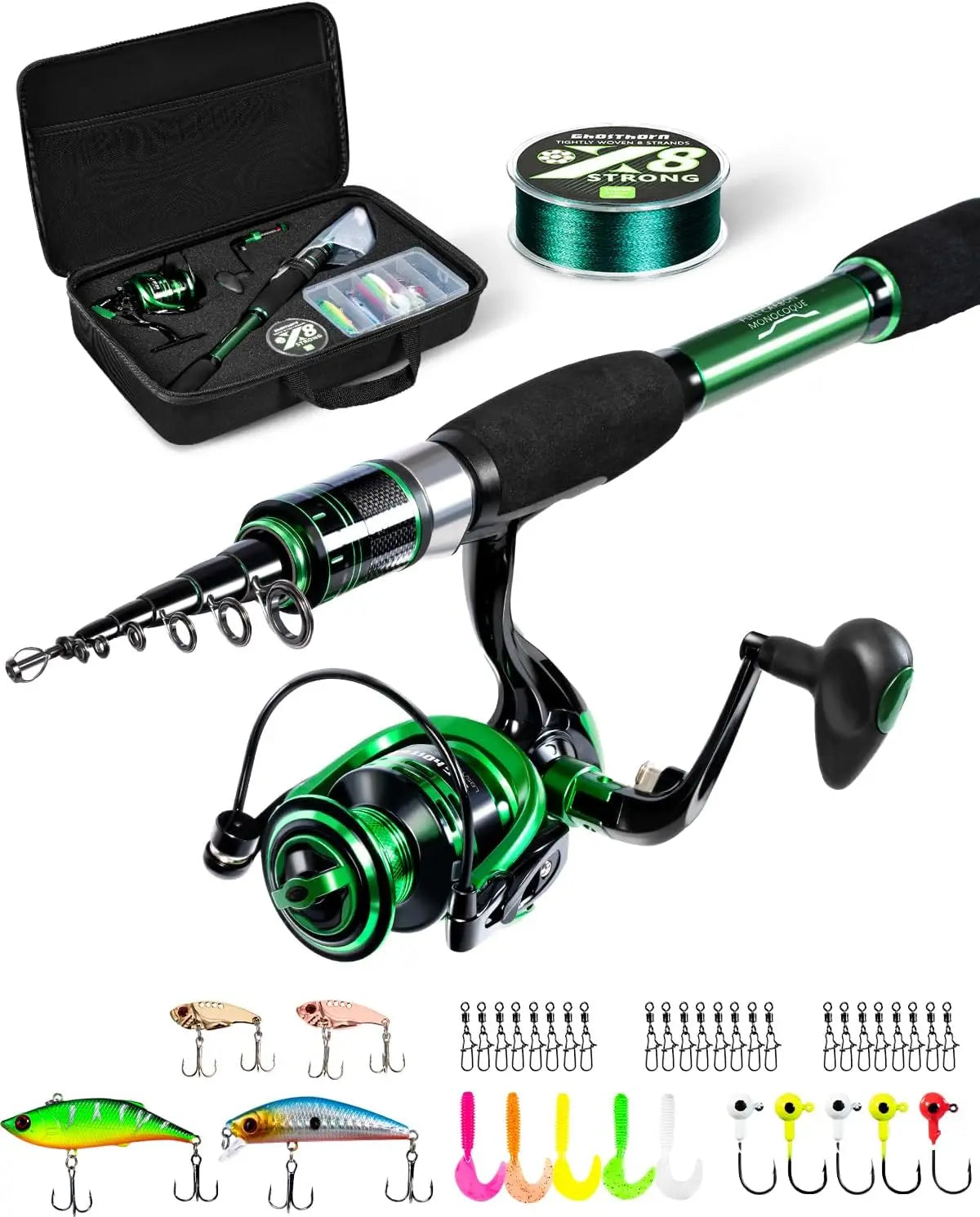 Telescoping Fishing Pole Travel Kit with Carrier Bag  for Men